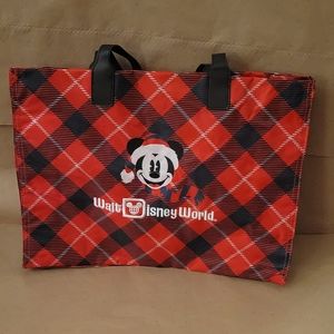NEW Disney Parks Mickey  Christmas 50th Plaid Tote Bag Reusable New Year
